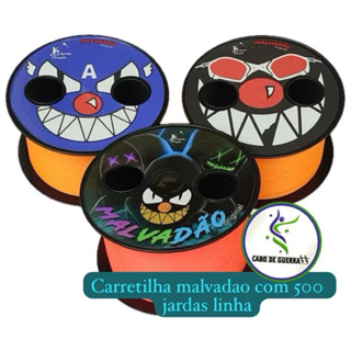 Carretilha de pipa Malvadao 21 cm + 500 jardas fio 10 de linha coloridas. em Oferta na Shopee