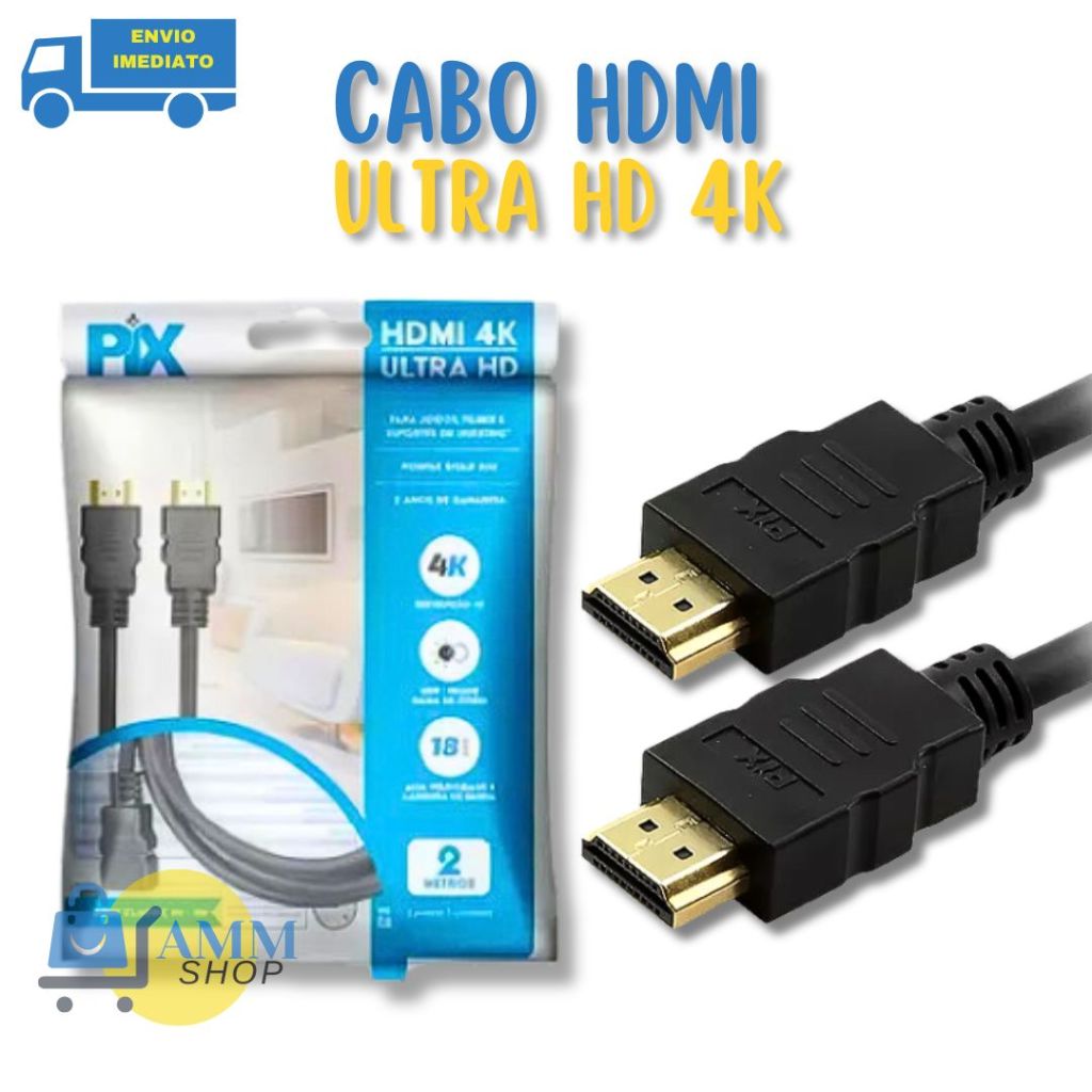 Cabo Hdmi 4K  2M Gold Alta Definição de Áudio e Vídeo Para PC Notebook TV Projetor