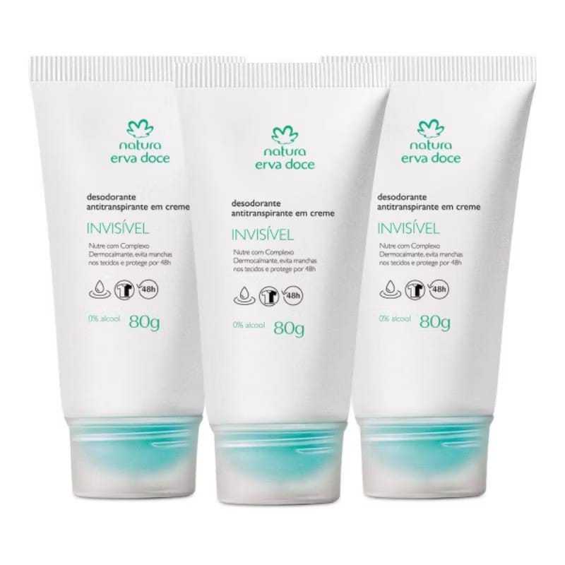 KIT CREME DESODORANTE ERVA DOCE 3 UNIDADES