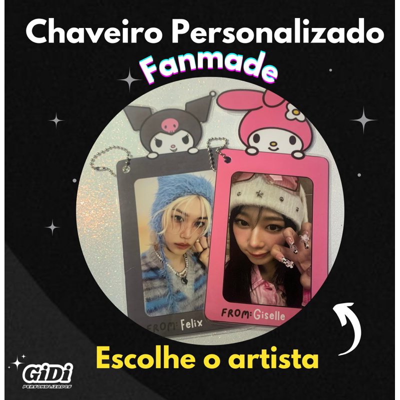 Kit 2 Chaveiros de Photocard -  Kuromi e My Melody