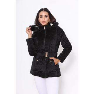 parka feminina de tecido Suede toda peluciada por dentro com capuz removível vários cores em Oferta na Shopee