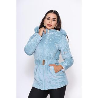 parka feminina de tecido Suede toda peluciada por dentro com capuz removível vários cores em Oferta na Shopee