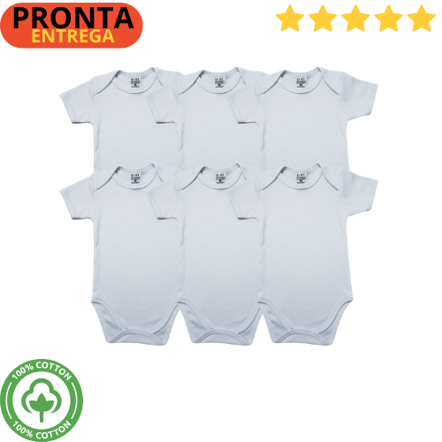 Kit 6 Body Bebê Suedine Liso Branco 100% Algodão Tamanhos P ao GG em Oferta na Shopee
