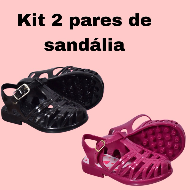 Kit 2 sandália feminina bebe infantil injetada escola moda em Oferta na Shopee
