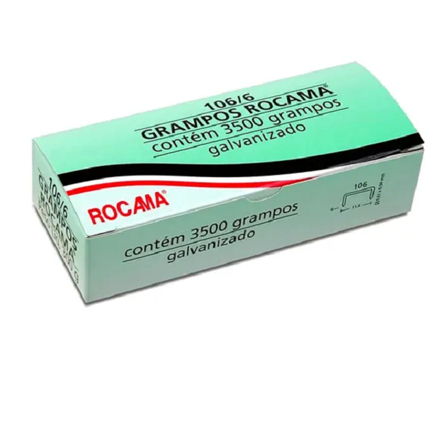 Grampos de Aço Gaivanizado Rocama 106/6 Caixa Com 3500 Grampos