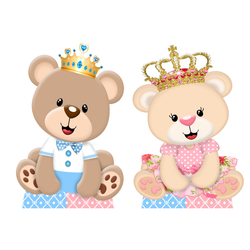 cha de bebe ursinho rosa e azul kit decoração de festa infantil 4 display de mesa 20cm em Oferta na Shopee
