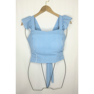 Cropped Feminino Regata Listrado amarração nas costa com bojo em Oferta na Shopee