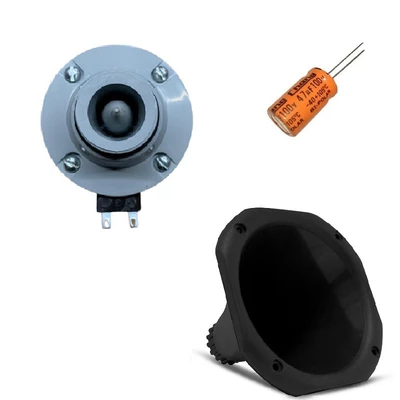 Kit Driver Titanium TI DTI 180 90W Com Corneta Curta e Capacitor para Som Automotivo Caixa Bob