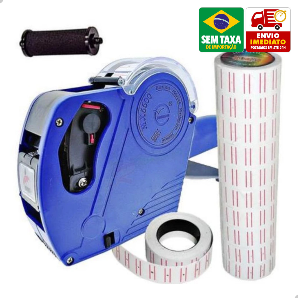 Kit Etiquetadora de Preço 8 dígitos + 11rolo etiquetas + Rolo de Tinta MX550 em Oferta na Shopee