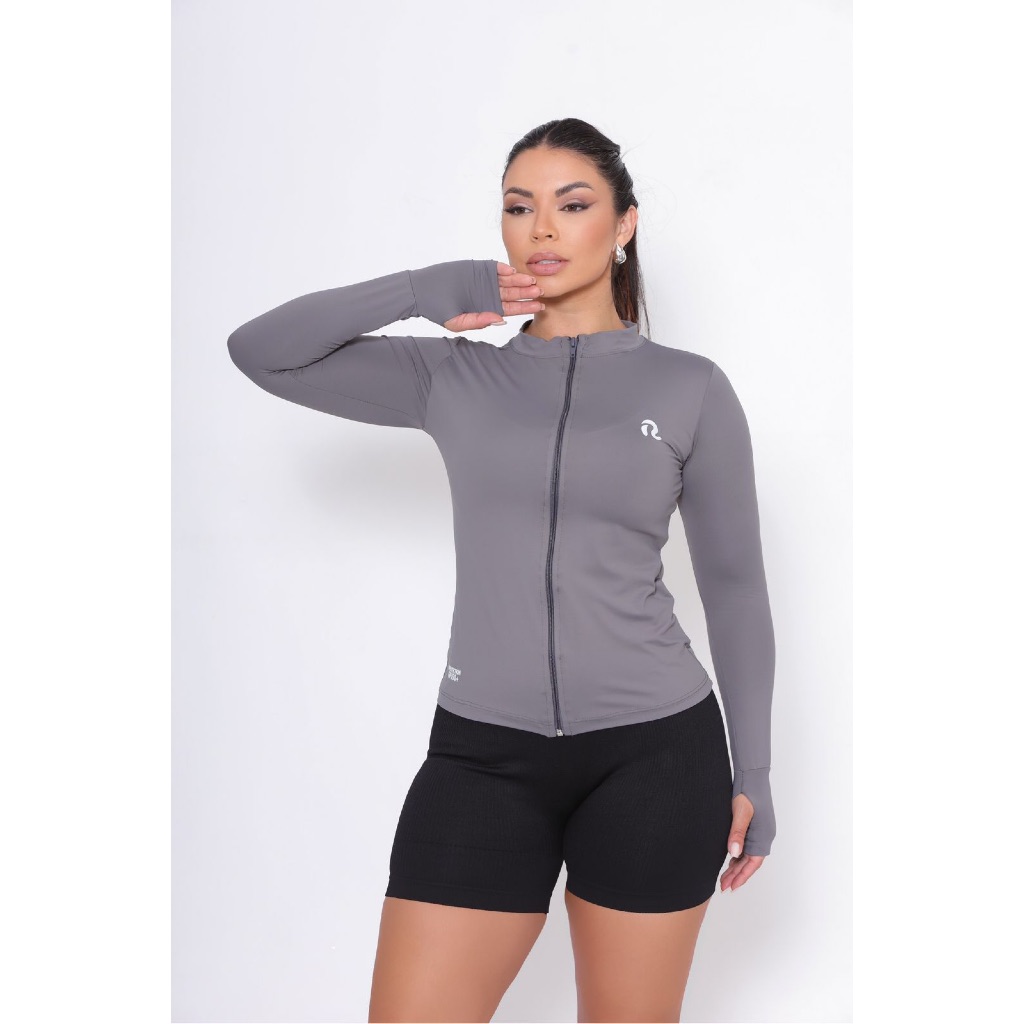 CAMISETA BLUSA TERMICA FEMININA -  FPU-50+ MANGA LONGA Tecido Gelado Macio Proteção UV Solar Zíper