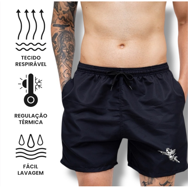 Short Praia Bermuda Mauricinho Tactel Estampado Tecido Leve Verão Moda Férias Esporte Treino Academia Calção Curto Slim