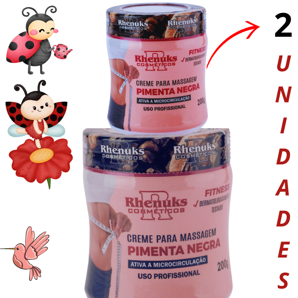 Creme Redutor de Medidas Pimenta Negra 200g – Ativador da Circulação, Firmador e Anticelulite |