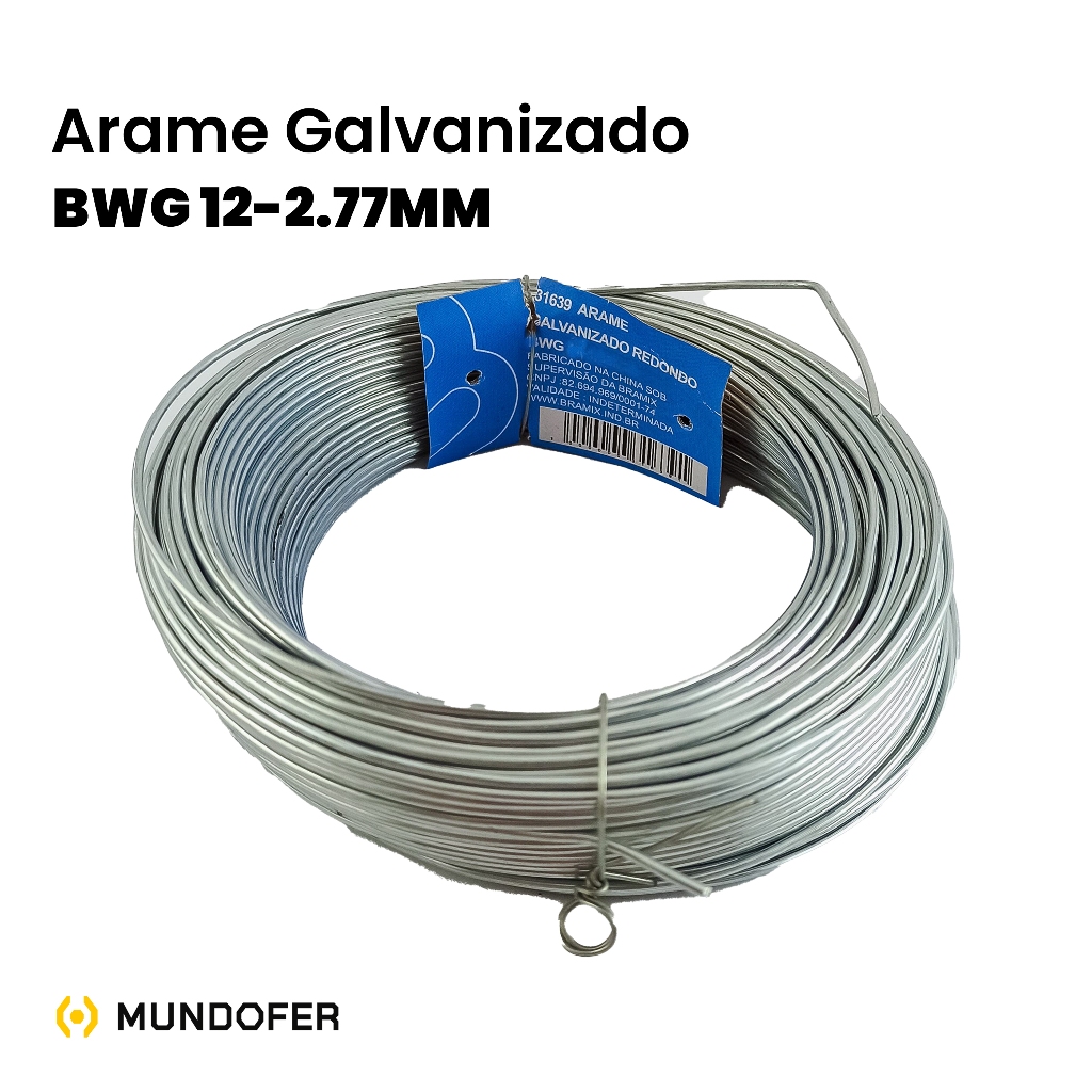 Arame Galvanizado BWG 12 Fio 2,77mm Jardinagem Artesanato Construção 22mts