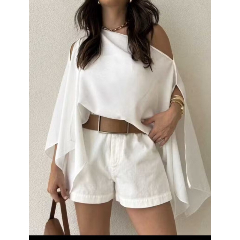 blusa capa boho chic cropped manga morcego