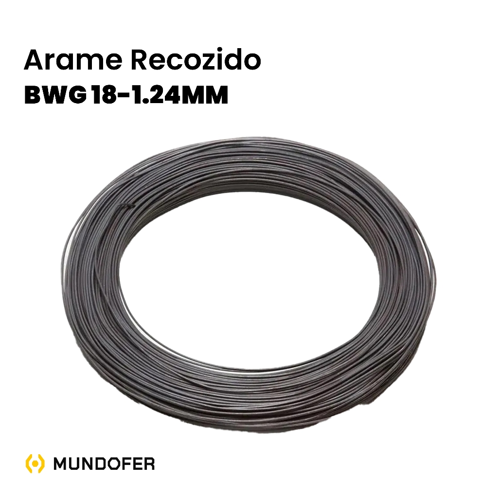 Arame Recozido Liso BWG18 1,24mm Rolo Jardinagem Artesanato Construção 100mts