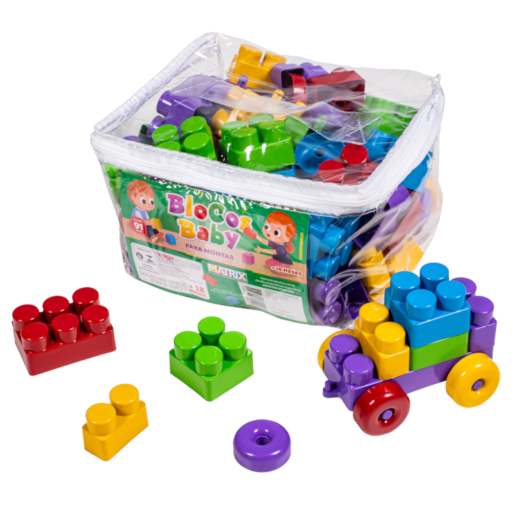 Blocos Baby para montar com 91 peças educativo -embalagem Bag - Coordenação motora - Presente em Oferta na Shopee