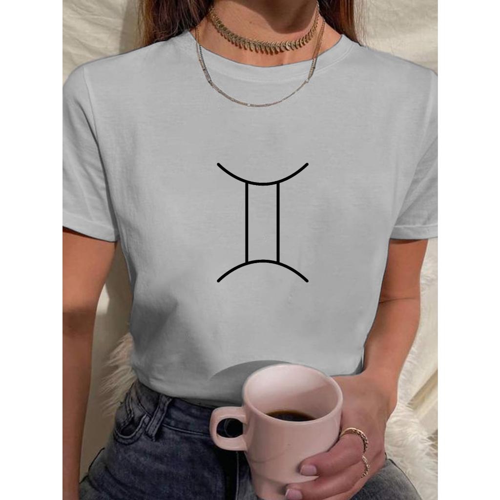 Camiseta Feminina Babylook t shirt signo gêmeos zodíaco 100% Algodão