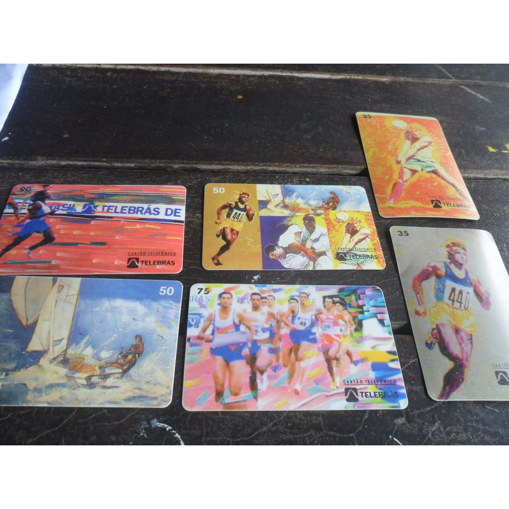 Cartão telefônico série atletismo com 6 cartões
