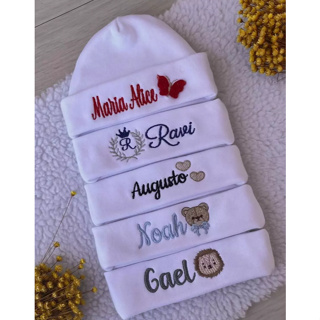 Touca Bordado Personalizado masculina e feminina recém nascido tamanho único. em Oferta na Shopee