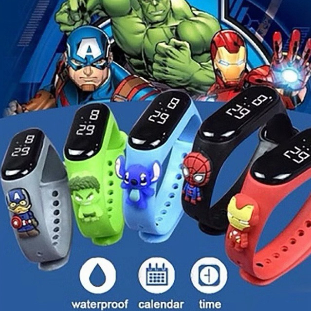 Kit 10-30 Relógios Heróis Led Digital à Prova D’água Esportivo