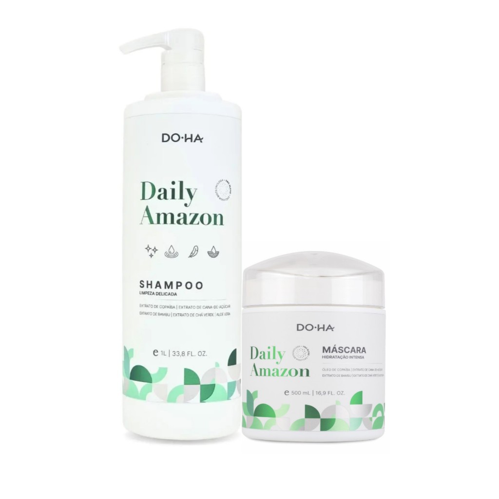 Doha Kit Daily Amazon Shampoo 1L + Máscara 500ml Profissional - Hidratação - Doctor Hair