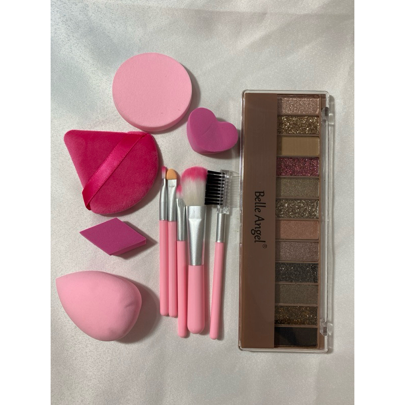 kit Paleta de sombra 12 cores 1 kit de pincel 1 kit de esponjas