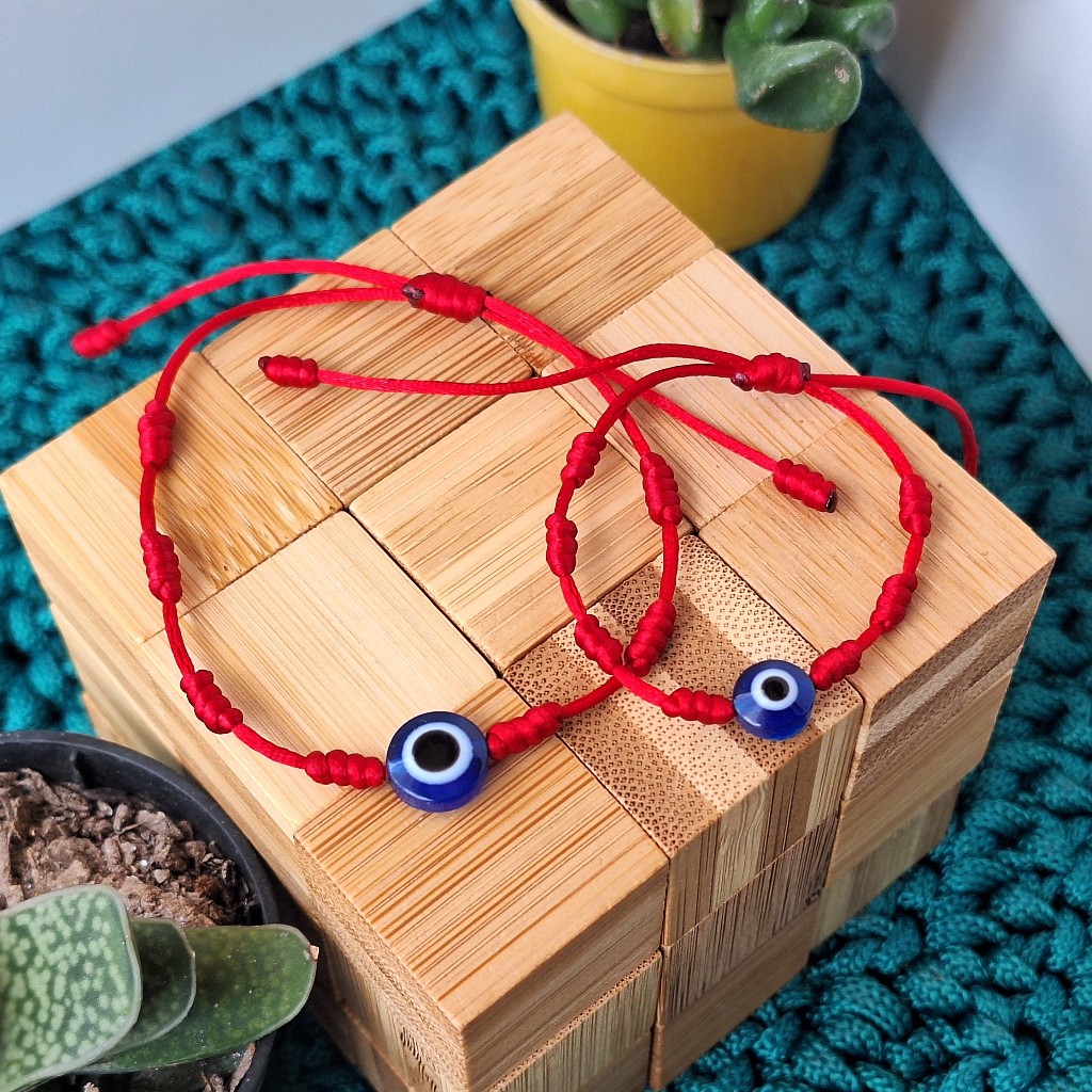 Pulseira 7 Nós Vermelha Olho Grego Bebe Infantil e Adulto Amuleto de Proteção Kabbalah Regulável em Oferta na Shopee