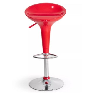 Banqueta Alta Tulipa Assento Abs Giratória Acabamento da estrutura Plástico Abs Aço Cor Vermelha em Oferta na Shopee
