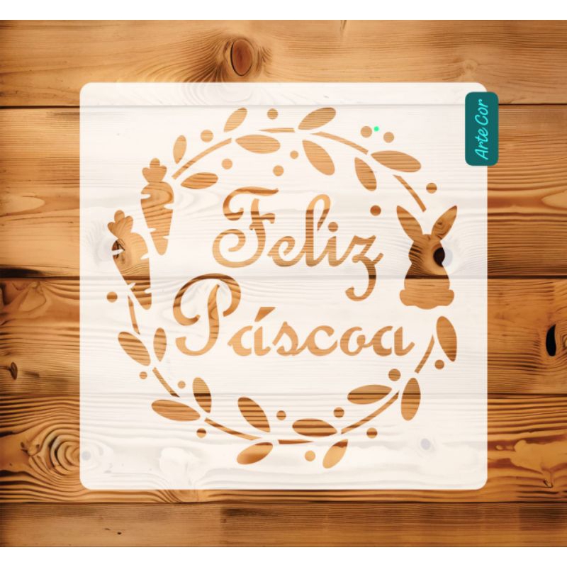 Estencil Feliz Páscoa / 20 cm / Guirlanda