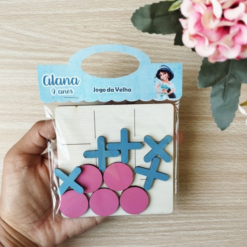 Kit Jogos da velha personalizados Jasmine princesas- todos os temas lembrancinha menina personalizados de festa infantil