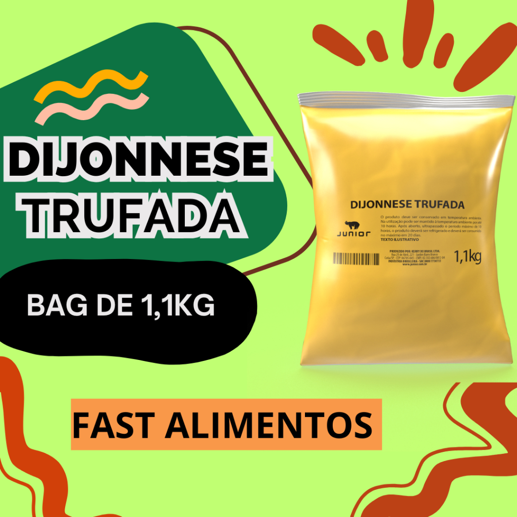 01 Dijonnese Bag Trufada de 1,1kg junior - Maionese Cremosa com Mostarda Dijon KERRY JUNIOR em Oferta na Shopee