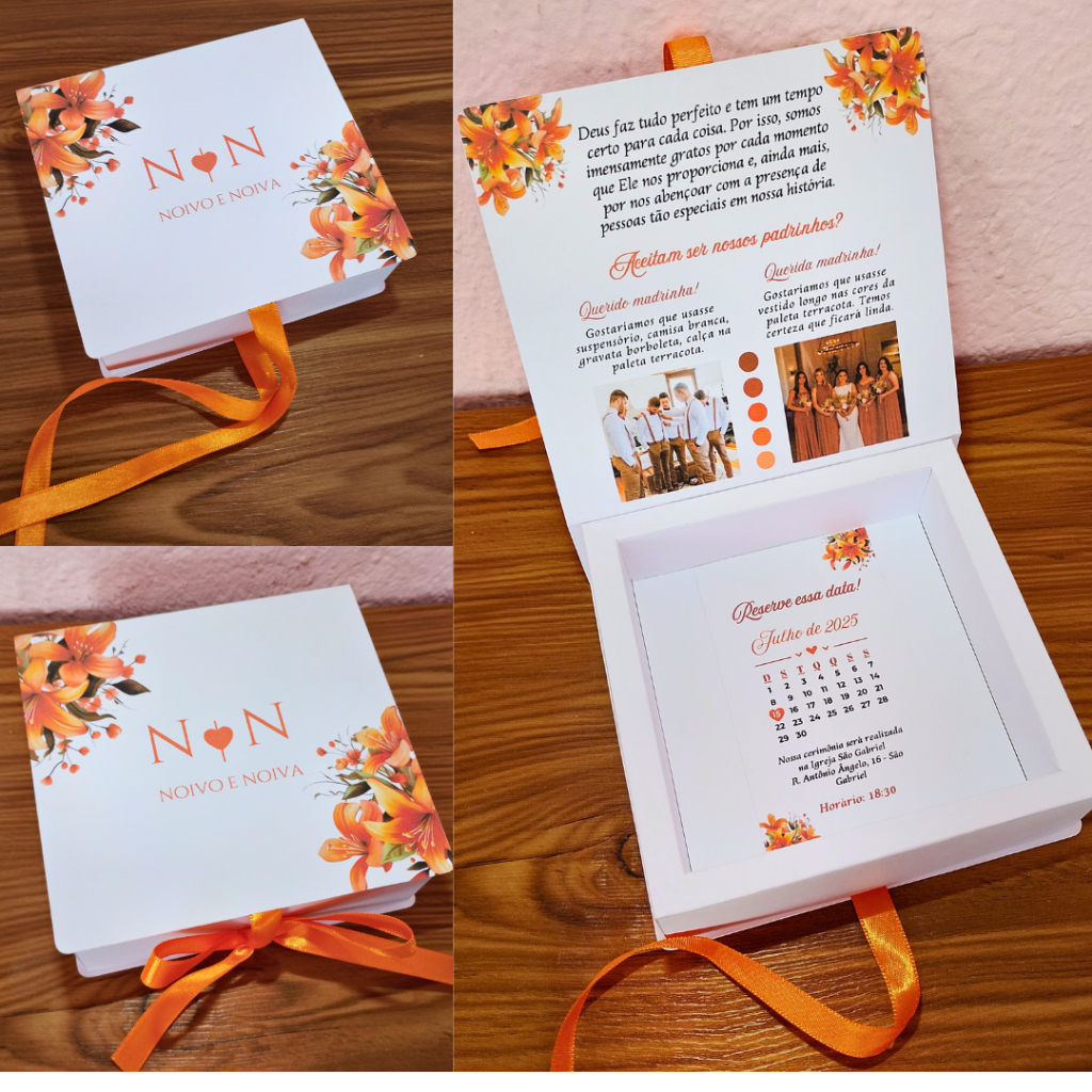 Kit Caixa Convite para Padrinhos de Casamento