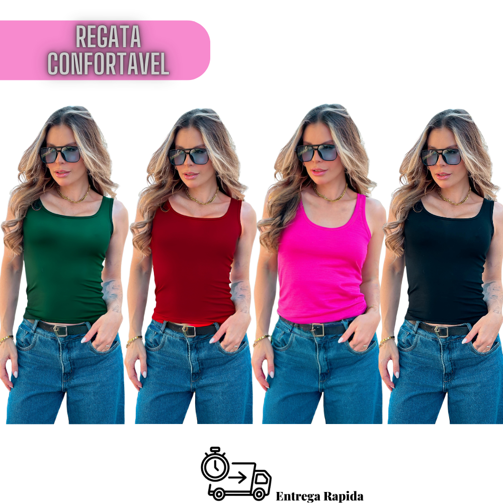 Blusa Regata Feminina Alça Larga / Blusinha Feminina Alça Grossa Viscolycra em Oferta na Shopee