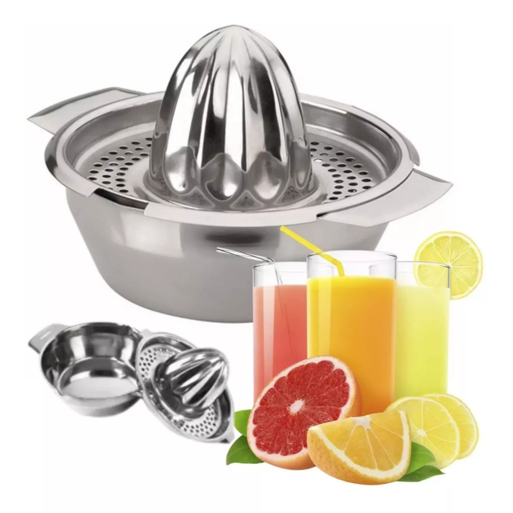 Espremedor De Frutas com Tigela de Inox 530ML Manual Profissional Portátil Laranja Limão