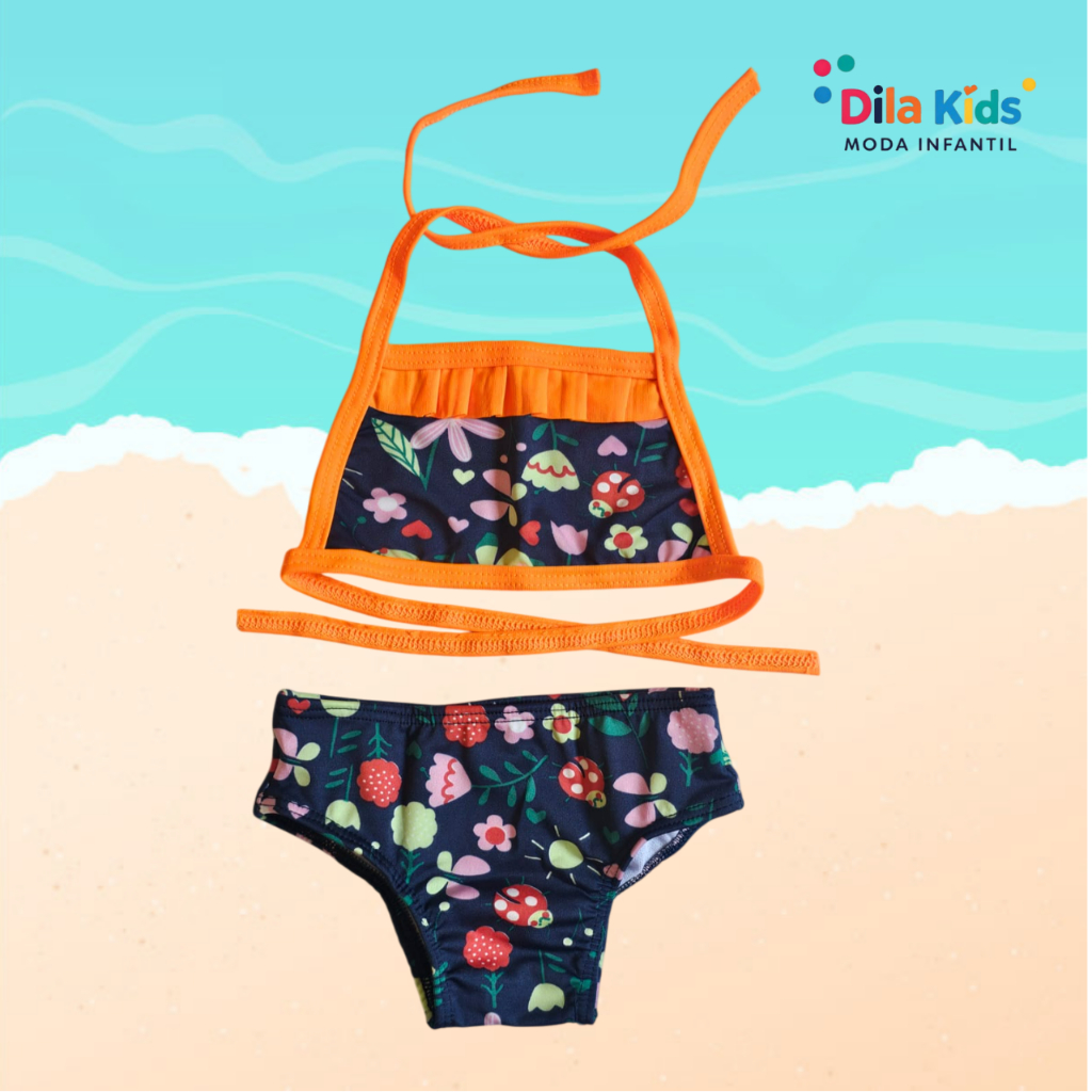 Biquíni Infantil Babado UV 50+ Praia Piscina: Proteção e Charme