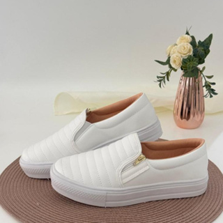 Tênis Feminino Branco Hospitalar Slip On Sapatênis Sapatilha Casual Com Zíper Confortável Envio Imediato em Oferta na Shopee