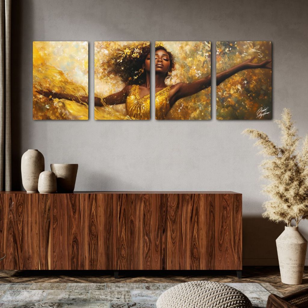 Decoração Oxum  – Kit com 04 Quadros Exclusivos – Umbanda - Candomblé - Coleção Fé & Luz Orixá em Oferta na Shopee