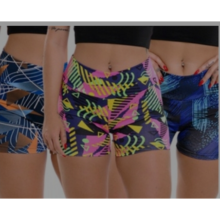 Kit C/ 2 Short Fitness Suplex Estampado Feminino Academia Bermuda Feminina Meia Coxa