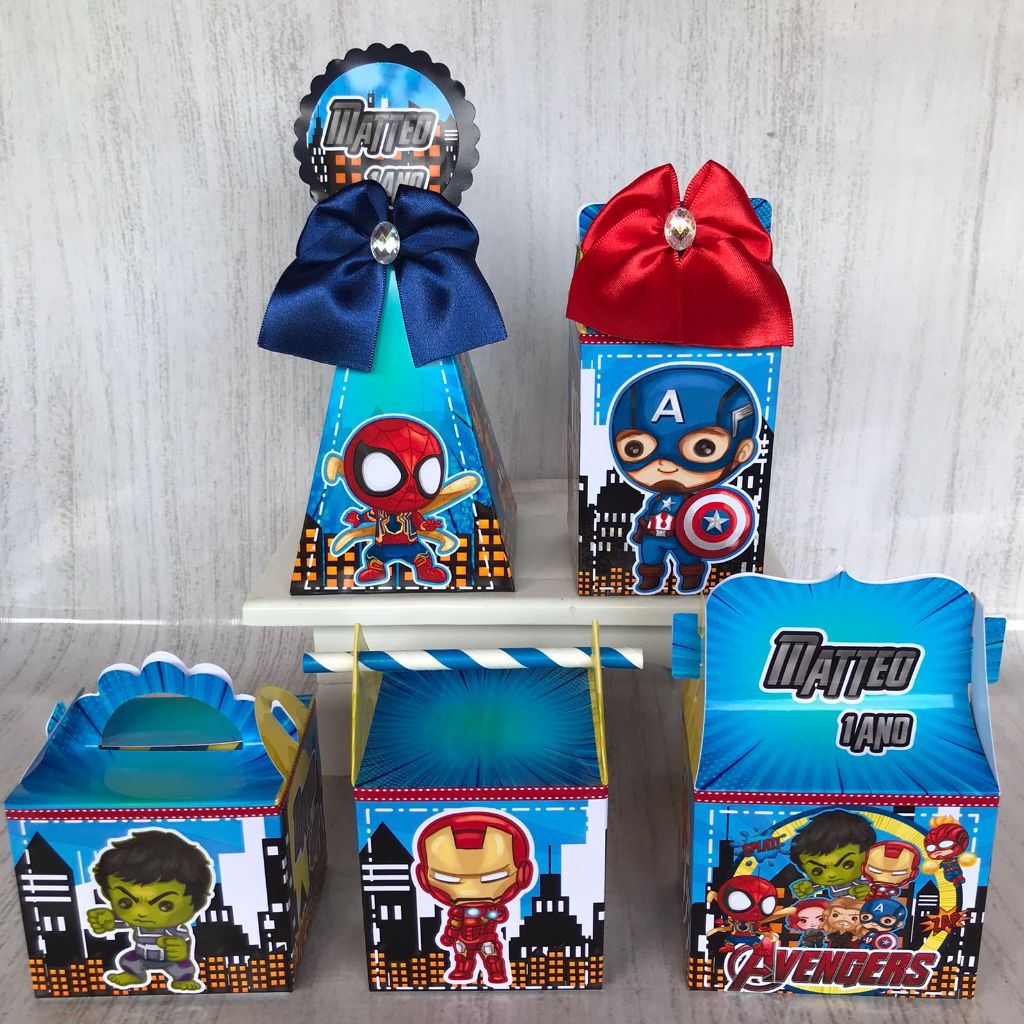 PEGUE E MONTE  - Kit Festa Personalizados Vingadores Baby Avengers/Heróis/Homem Aranha/Hulk/Homem de Ferro/Lembrancinhas