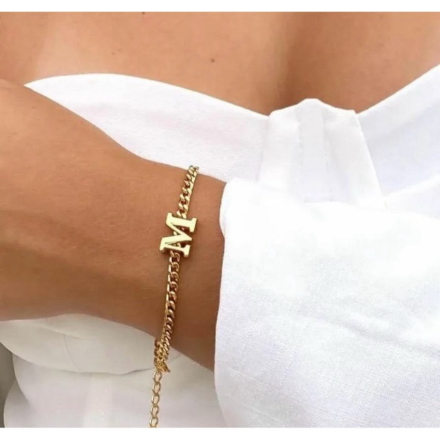 Pulseira de Letras do Nome passante folheado a Ouro (Escolher opção de letra) Unissex em Oferta na Shopee