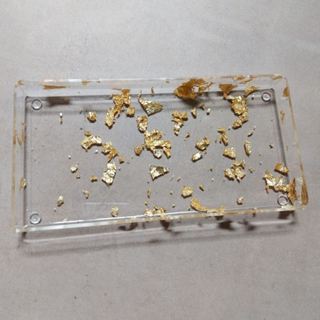 Bandeja Decorativa com Folhas de Ouro em Acrilico Cristal 10x20cm em Oferta na Shopee