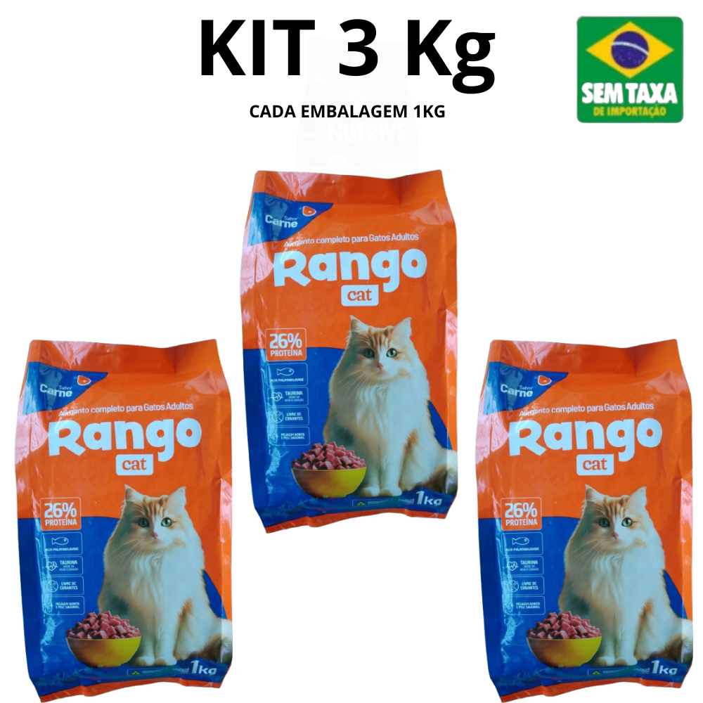 KIT Ração Rango Cat Sabor Carne Gatos Adultos Embalagens de 1kg em Oferta na Shopee