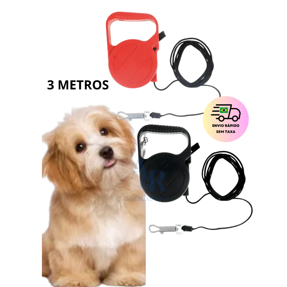 Coleira Guia Retrátil Para Cachorros Pet 3 Metros