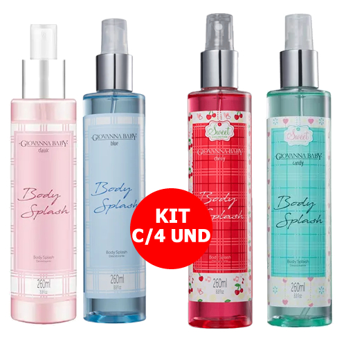 KIT C/4 Giovanna Baby Body Splash [CLASSIC + BLUE + CHERRY + CANDY] 260mL