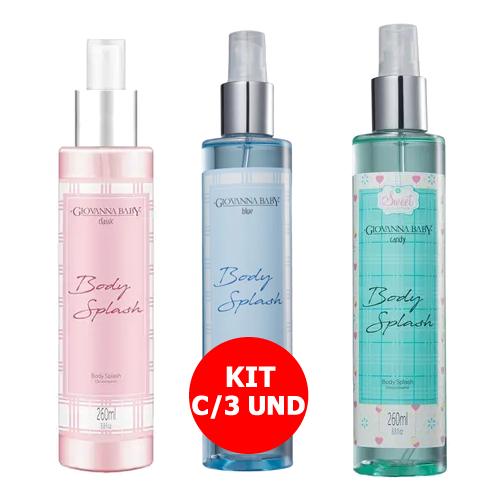 KIT C/3 Giovanna Baby Body Splash [CLASSIC + BLUE + CANDY] 260mL em Oferta na Shopee