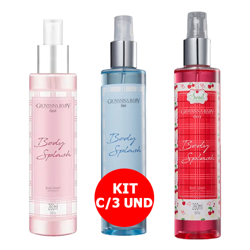 KIT C/3 Giovanna Baby Body Splash [CLASSIC + BLUE + CHERRY] 260mL em Oferta na Shopee