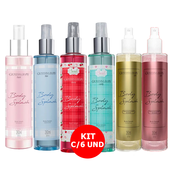 KIT C/6 Giovanna Baby Body Splash [CLASSIC + BLUE + CHERRY + CANDY + GOLD + ROSÉ] 260mL