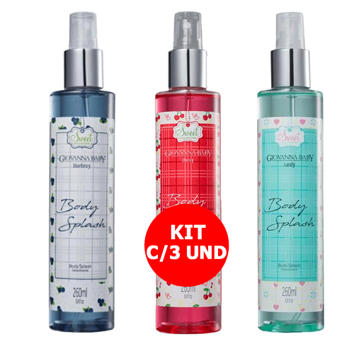 KIT C/3 Giovanna Baby Body Splash [BLUEBERRY + CHERRY + CANDY] 260mL