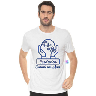 Camiseta Unissex/Cuidador de Idoso/Cuidando Com Carinho em Oferta na Shopee