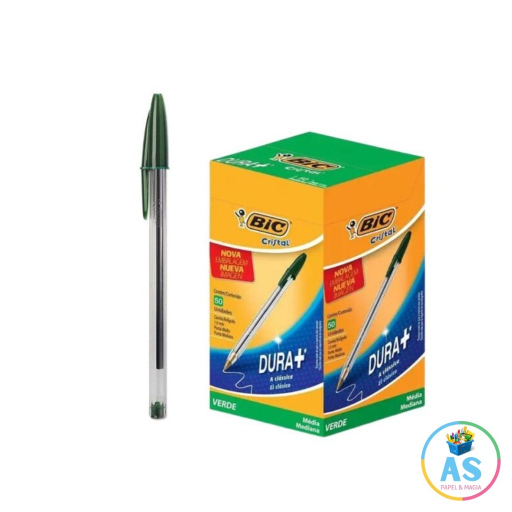 Caneta BIC Verde Kit 10 Unidades Caneta Esferografica Verde em Oferta na Shopee